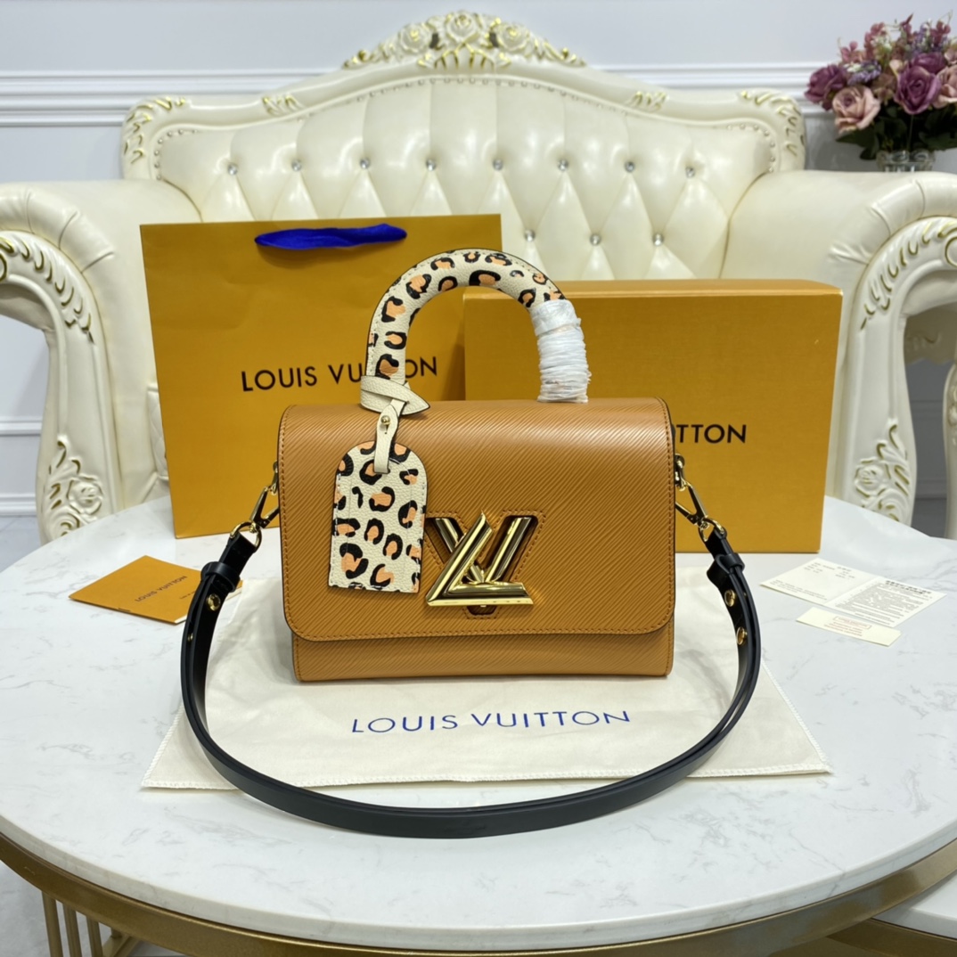 Louis Vuitton TWIST MM Handbag Epi Leather M58689 Gold Cipango